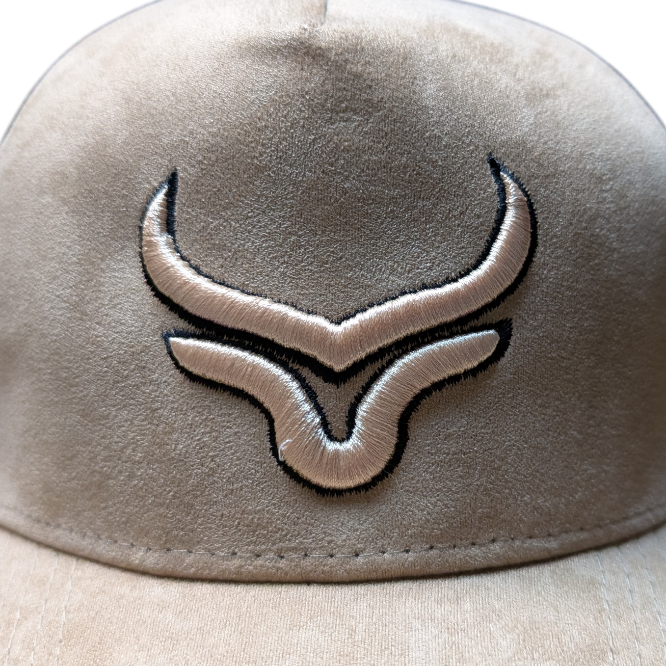 Western Cap (0002) - Beige & Black Mesh w/ Longhorn Stitching