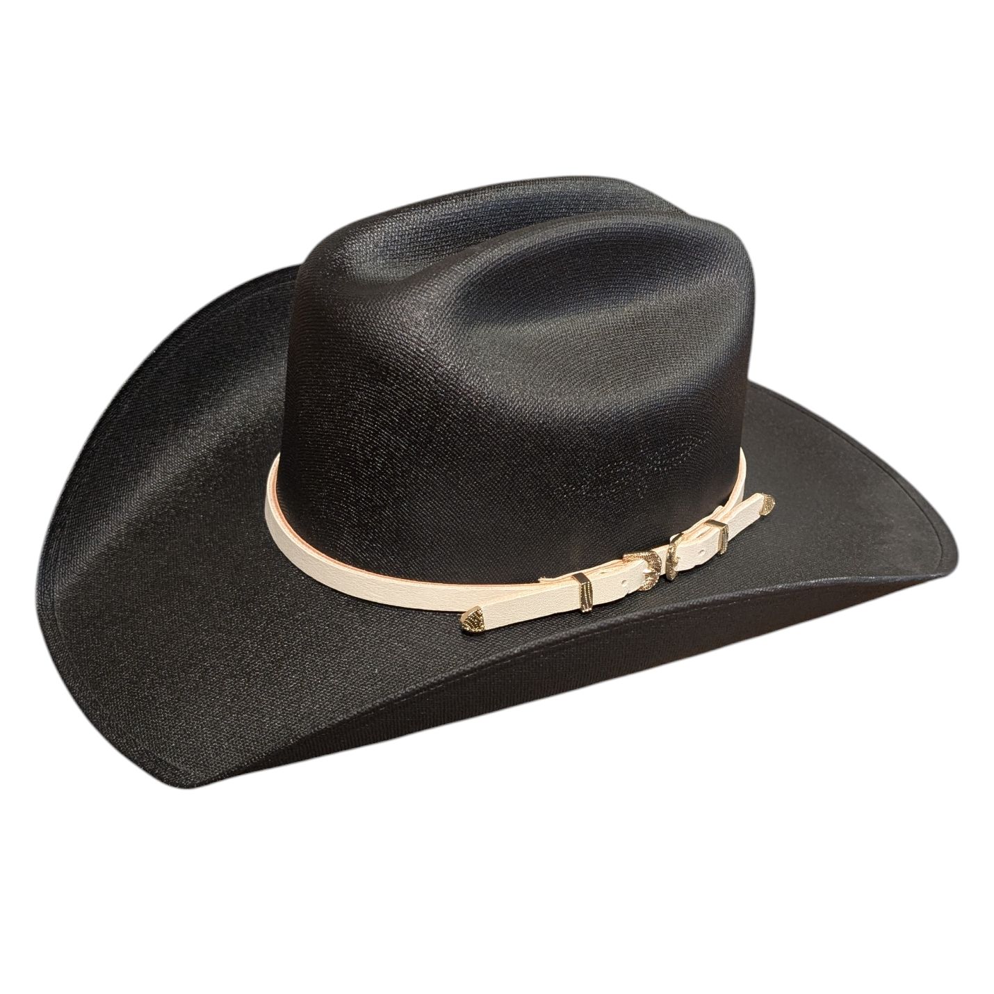Hat Band (0017) Light Grey Leather & Double Buckle