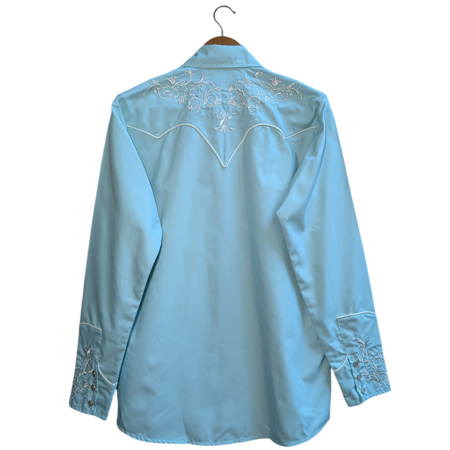 Western Shirt (0021) - Duck Egg Blue w/ Western Stitching