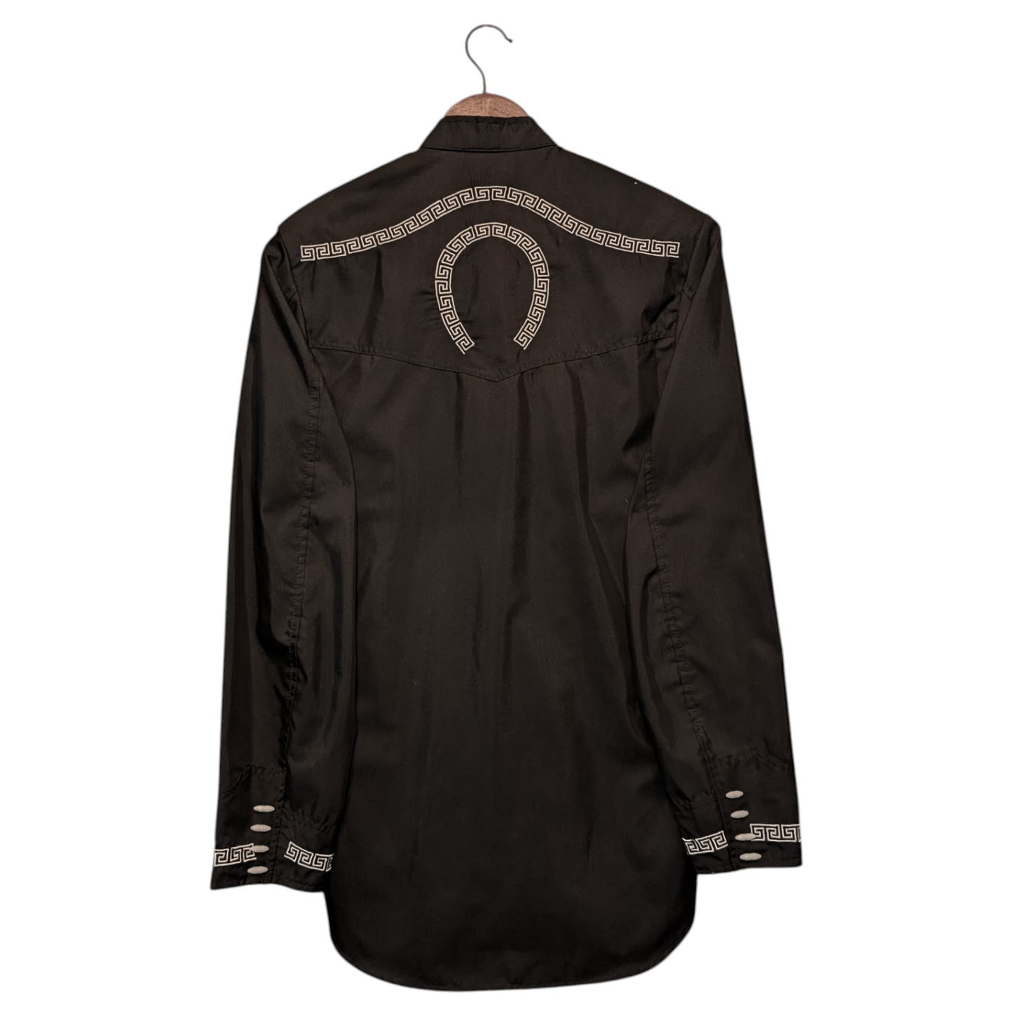 Western Shirt – Black with Greek Key Embroidery (0014)