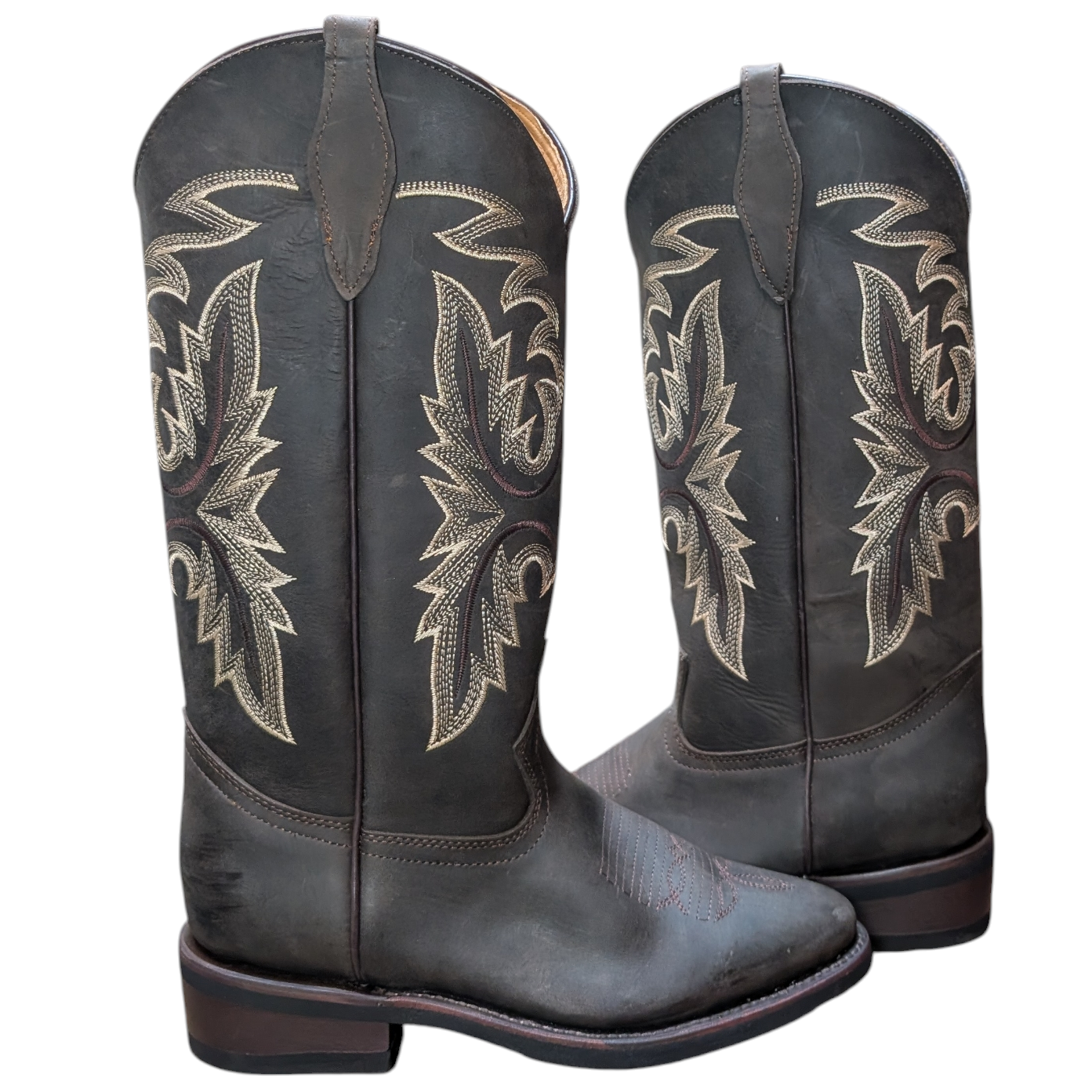 Cowboy Boots (0103) - 16.5" Dark Brown w/ Round Toe & Rubber Sole
