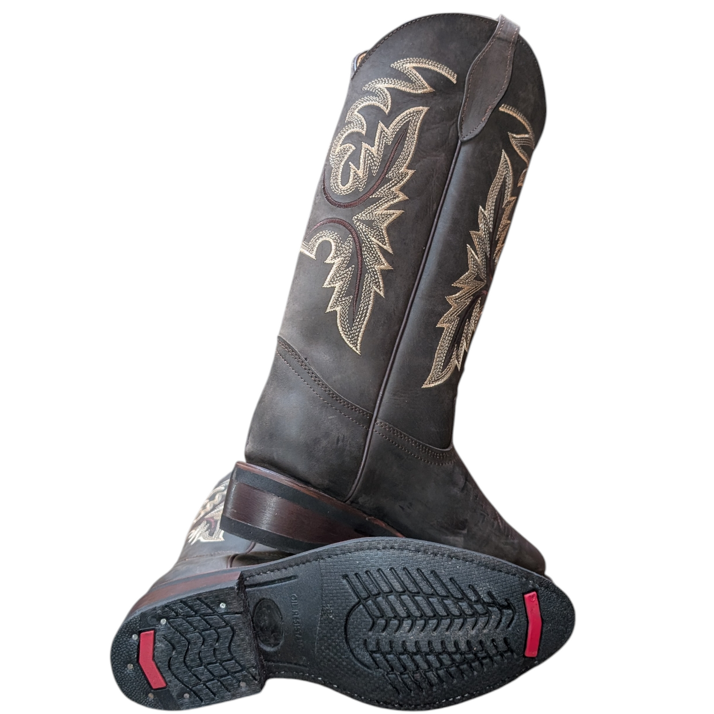 Cowboy Boots (0103) - 16.5" Dark Brown w/ Round Toe & Rubber Sole