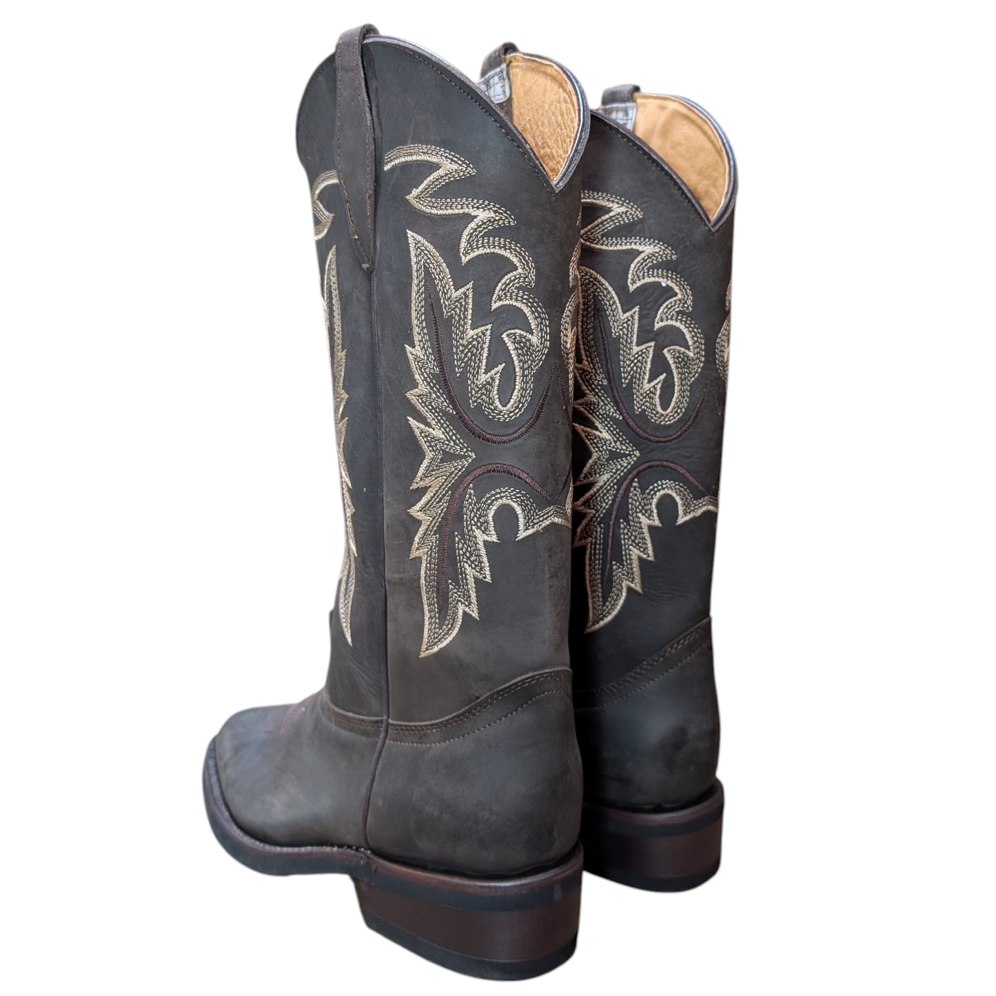 Cowboy Boots (0103) - 16.5" Dark Brown w/ Round Toe & Rubber Sole