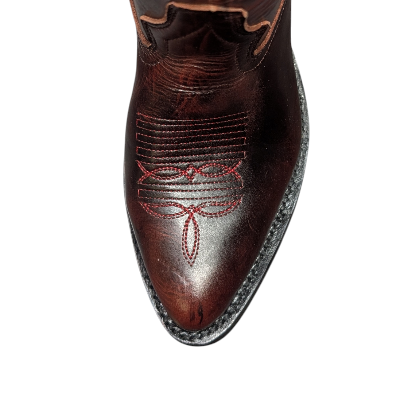 Cowboy Boots (0104) - 16.5" Burgundy w/ Round Toe & Rubber Sole