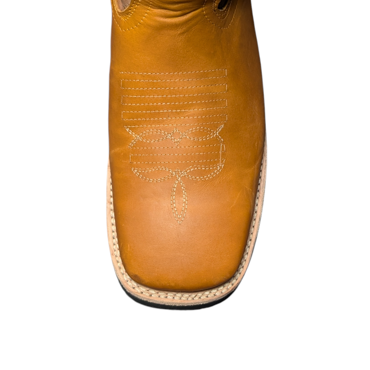 Cowboy Boots (0103) - 12" Square Toe Light Brown Leather w/ Western Stitching
