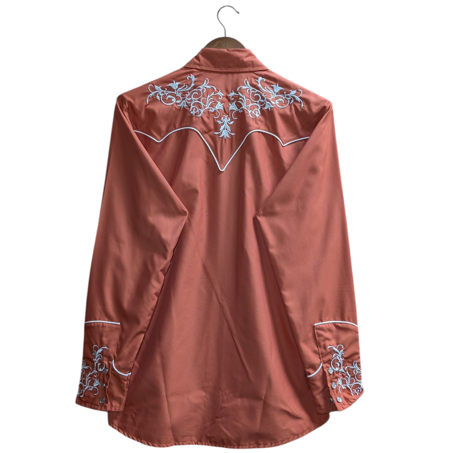 Western Shirt (0027) - Burnt Orange w/ Western Embroidery