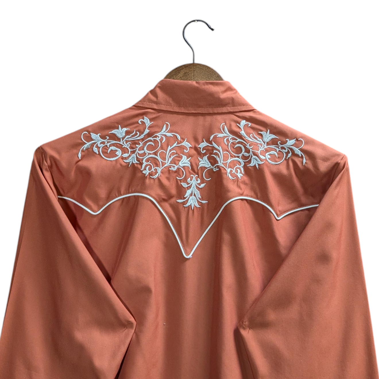 Western Shirt (0027) - Burnt Orange w/ Western Embroidery