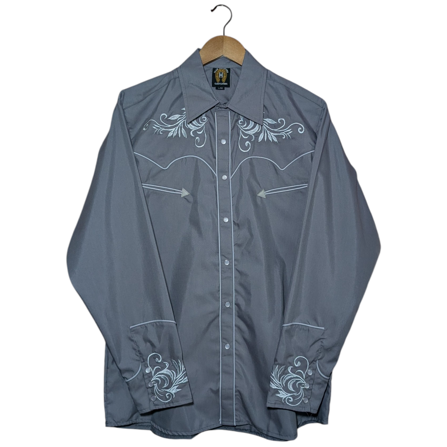 Western Shirt (0029) - Grey w/ Western Embroidery