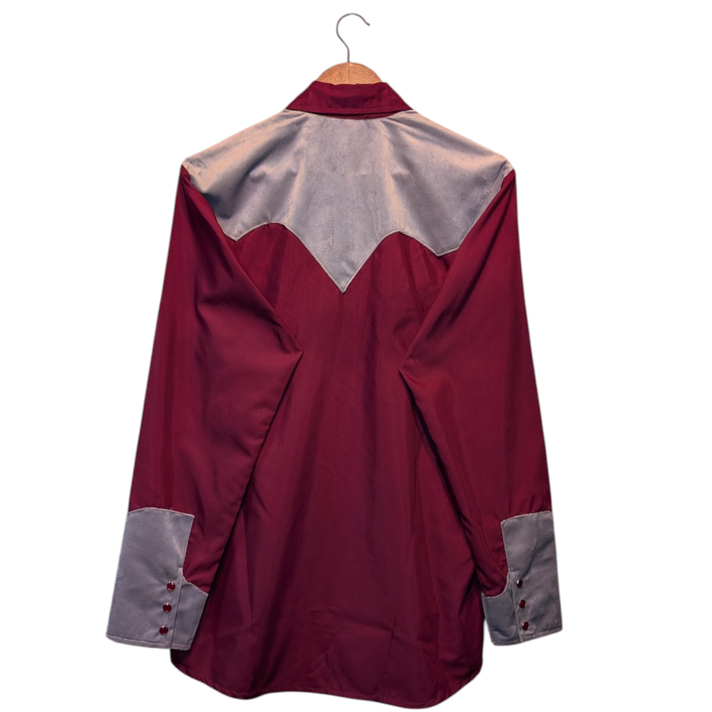 Western Shirt (0030) Burgundy & Grey Colour Block
