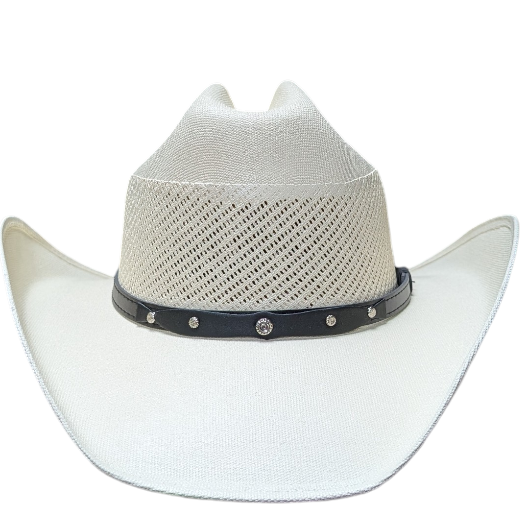 Ivory Straw Cowboy Hat w/ Black Band - Vented
