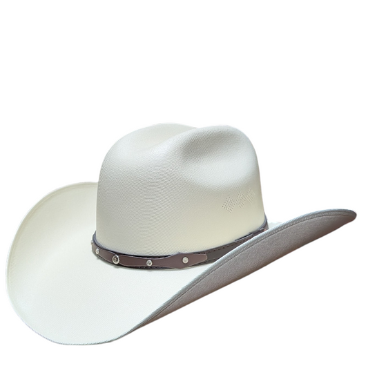 Classic Round Crown Ivory Straw Hat - Dark Brown Band