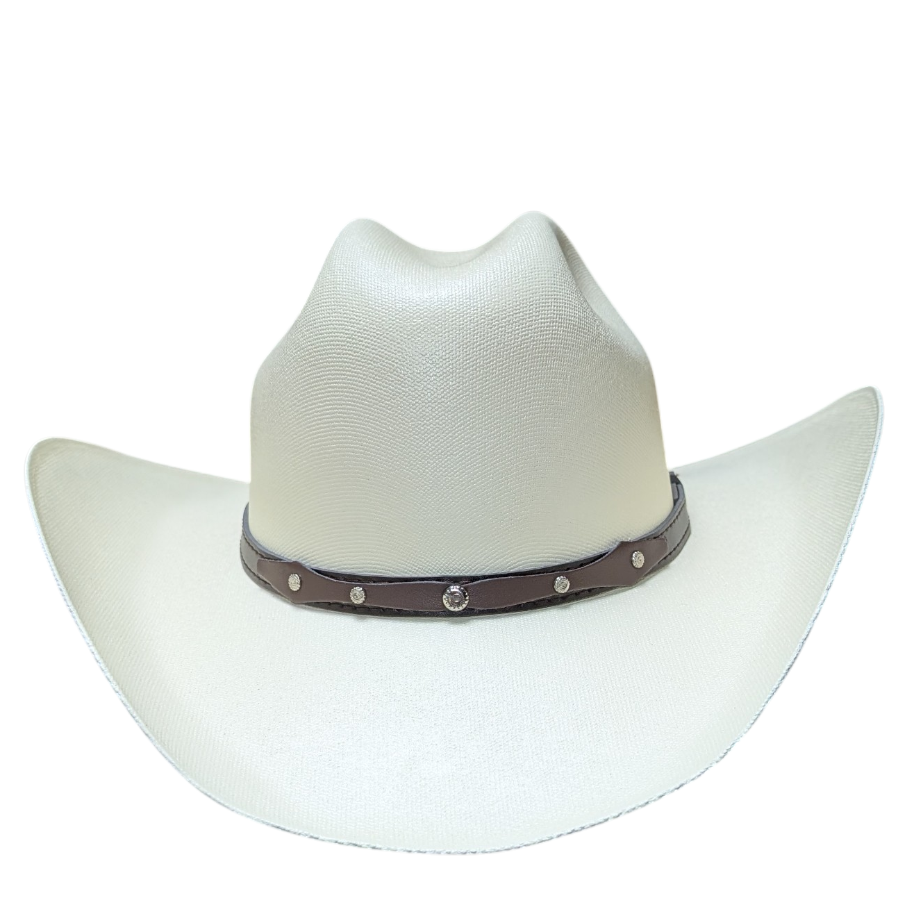 Classic Round Crown Ivory Straw Hat - Dark Brown Band