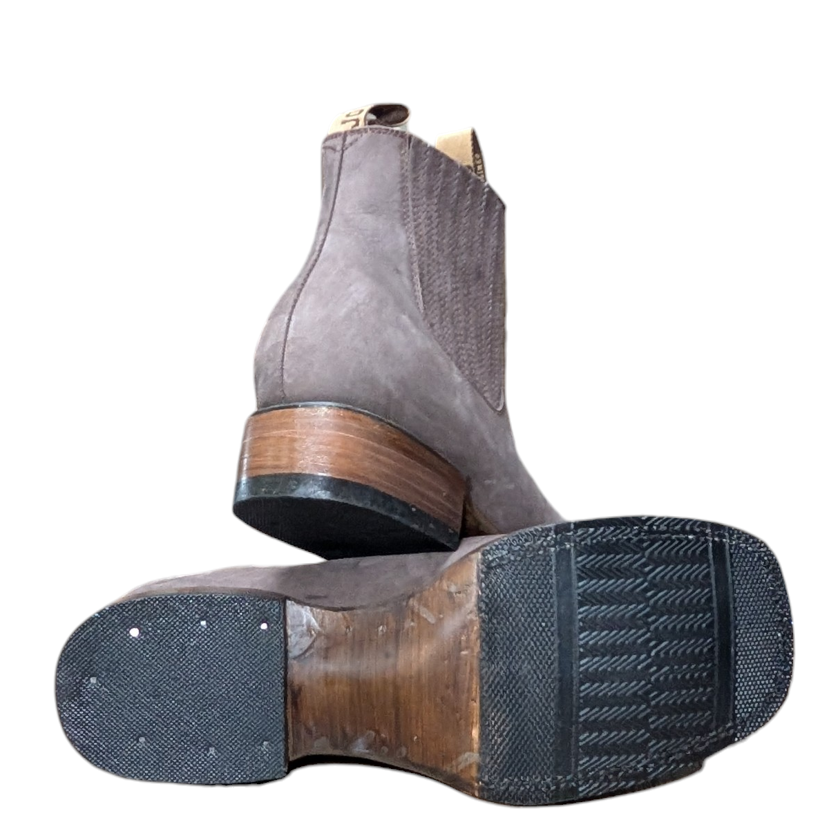 Western Ankle Boots (0097) - Ashy Brown Leather w/ Square Toe