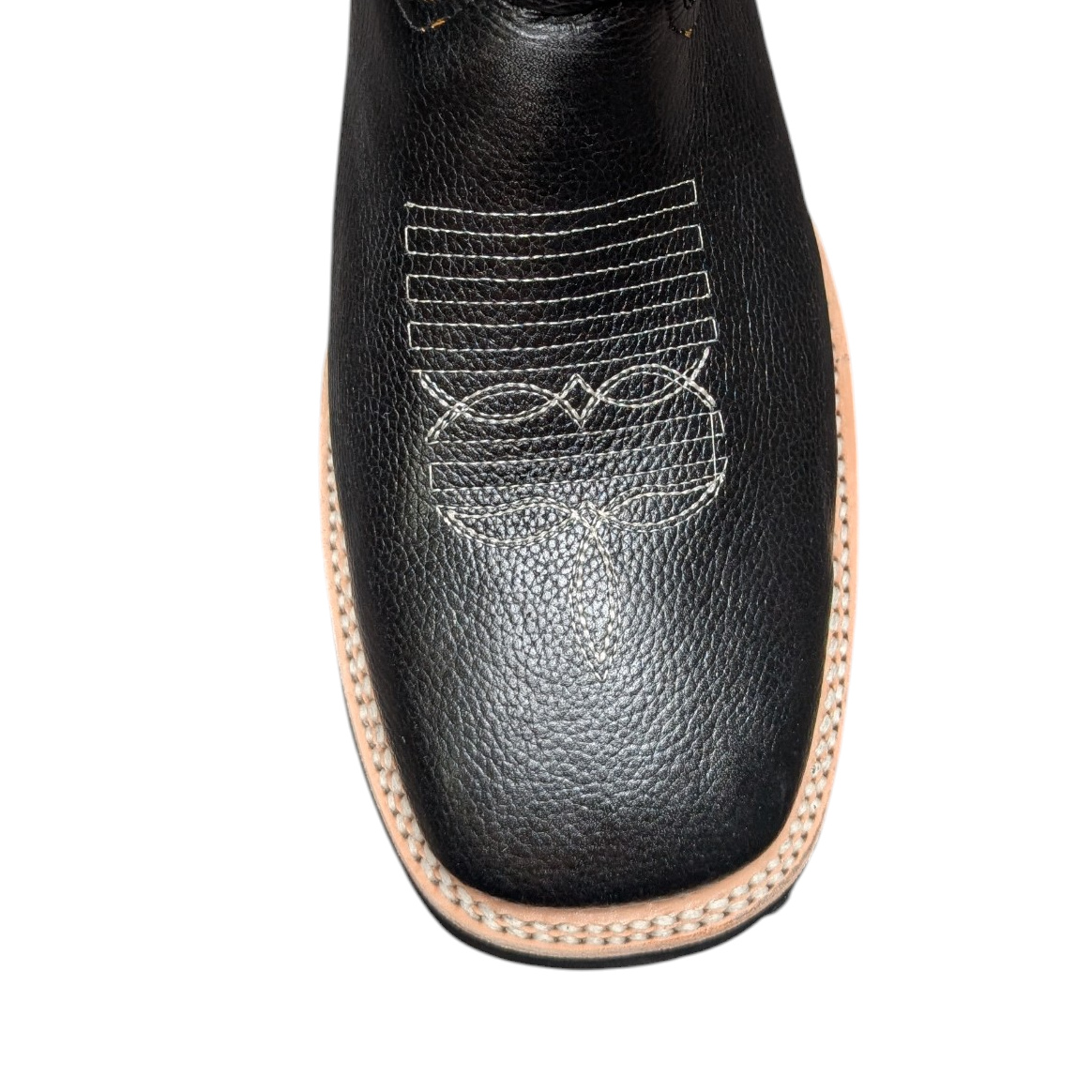 Cowboy Boots (0101) - 12" Black Leather w/ Western Stitching & Square Toe