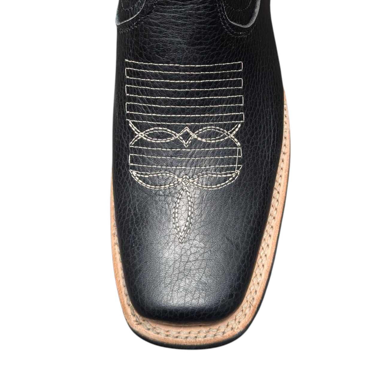Cowboy Boots (0110) - 12" Black Leather w/ Western Stitching & Rodeo Toe (studded detailing)