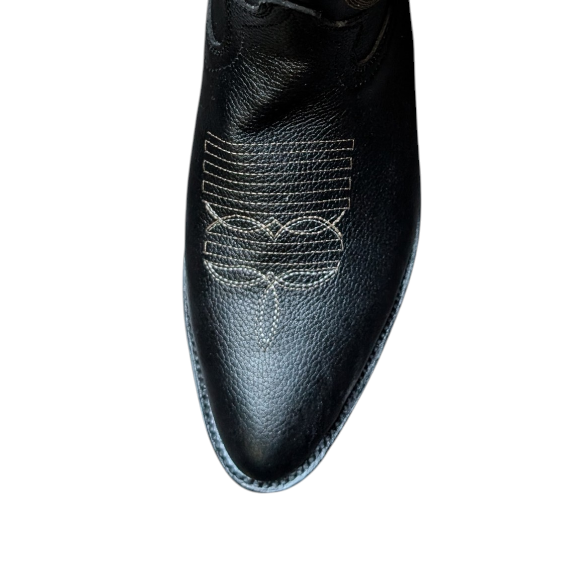 Cowboy Boots (0121) - 14.5" Black Leather w/ White Western Stitching a   Prado's Bootware