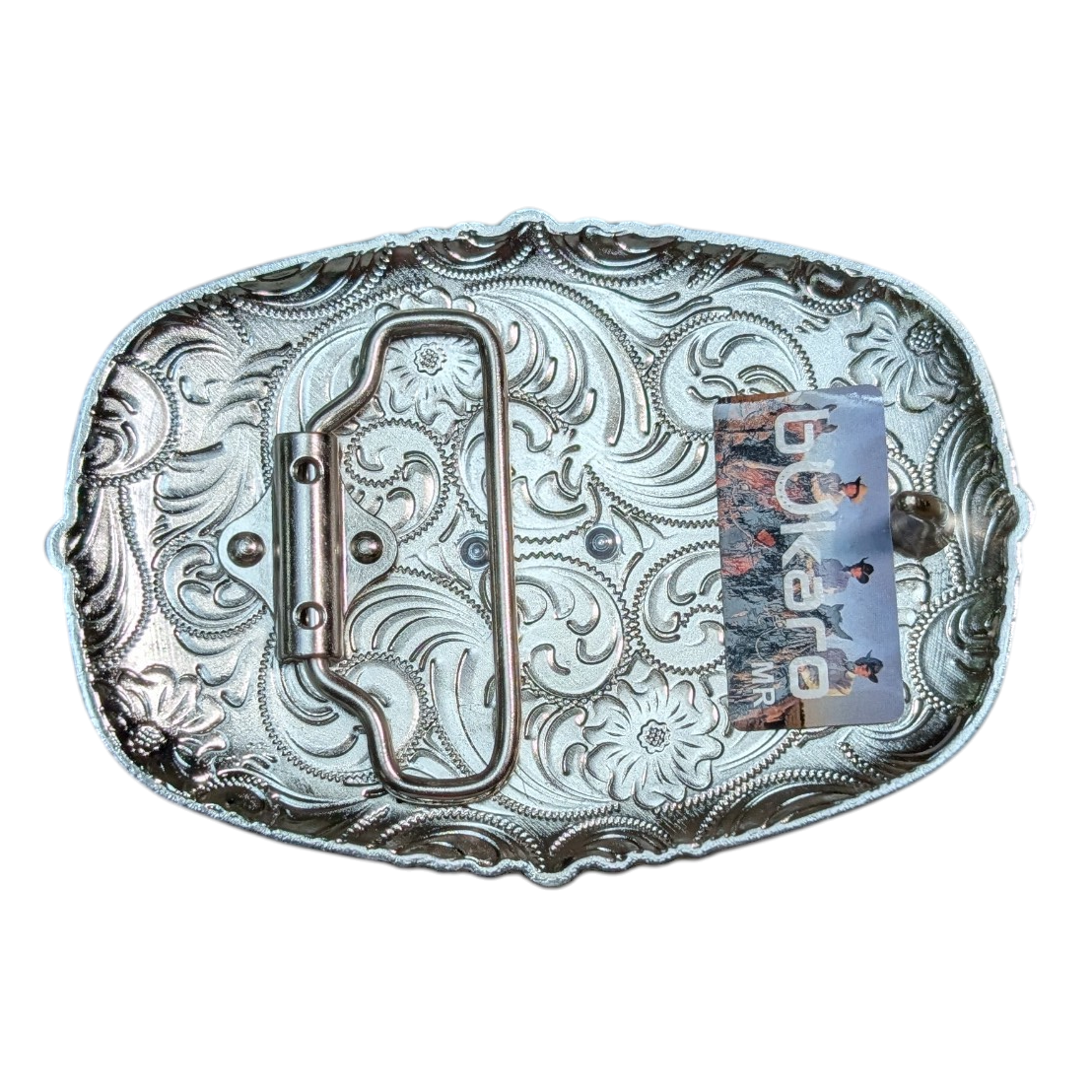 Western Buckle (0068) - Mixed Metal Horse Head w/ Red Rhinestones