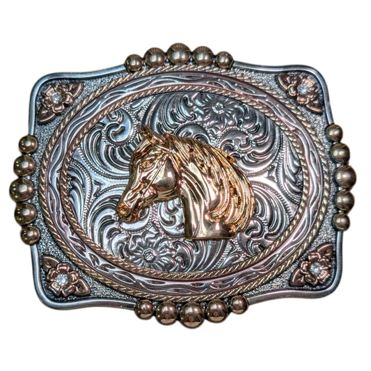 Western Buckle (0069) - Mixed Metal Horse Head