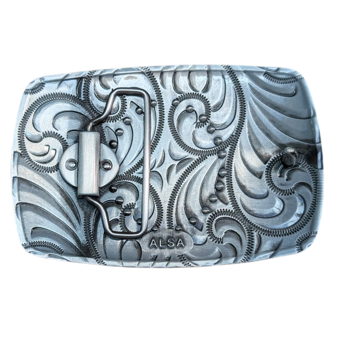 Western Buckle (0071) - Silver w/ Faux Turquoise Stone