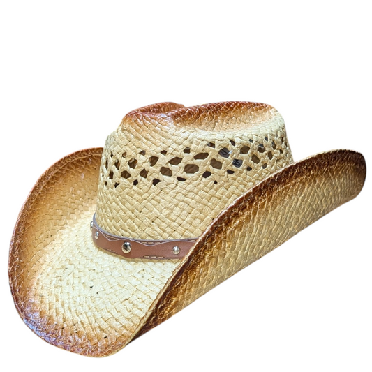Natural Burnt Straw Cowboy Hat w/ Brown Hat Band