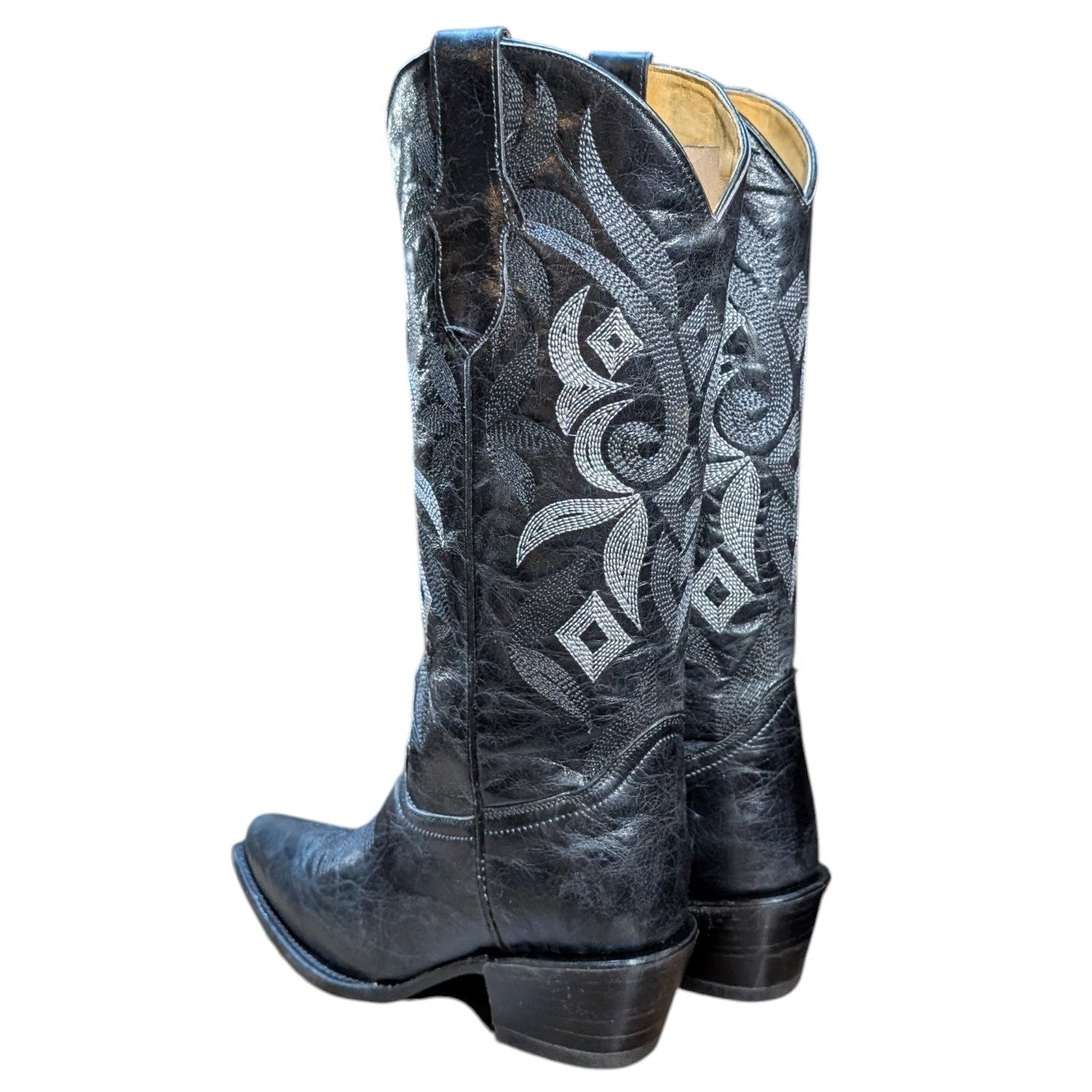 Cowboy Boots (0148) - 15.5" Black Leather w/ Western Stitching and Snip Toe
