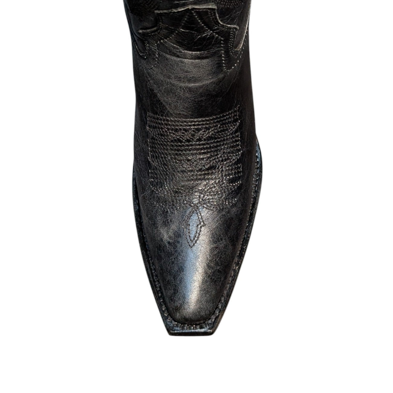 Cowboy Boots (0148) - 15.5" Black Leather w/ Western Stitching and Snip Toe