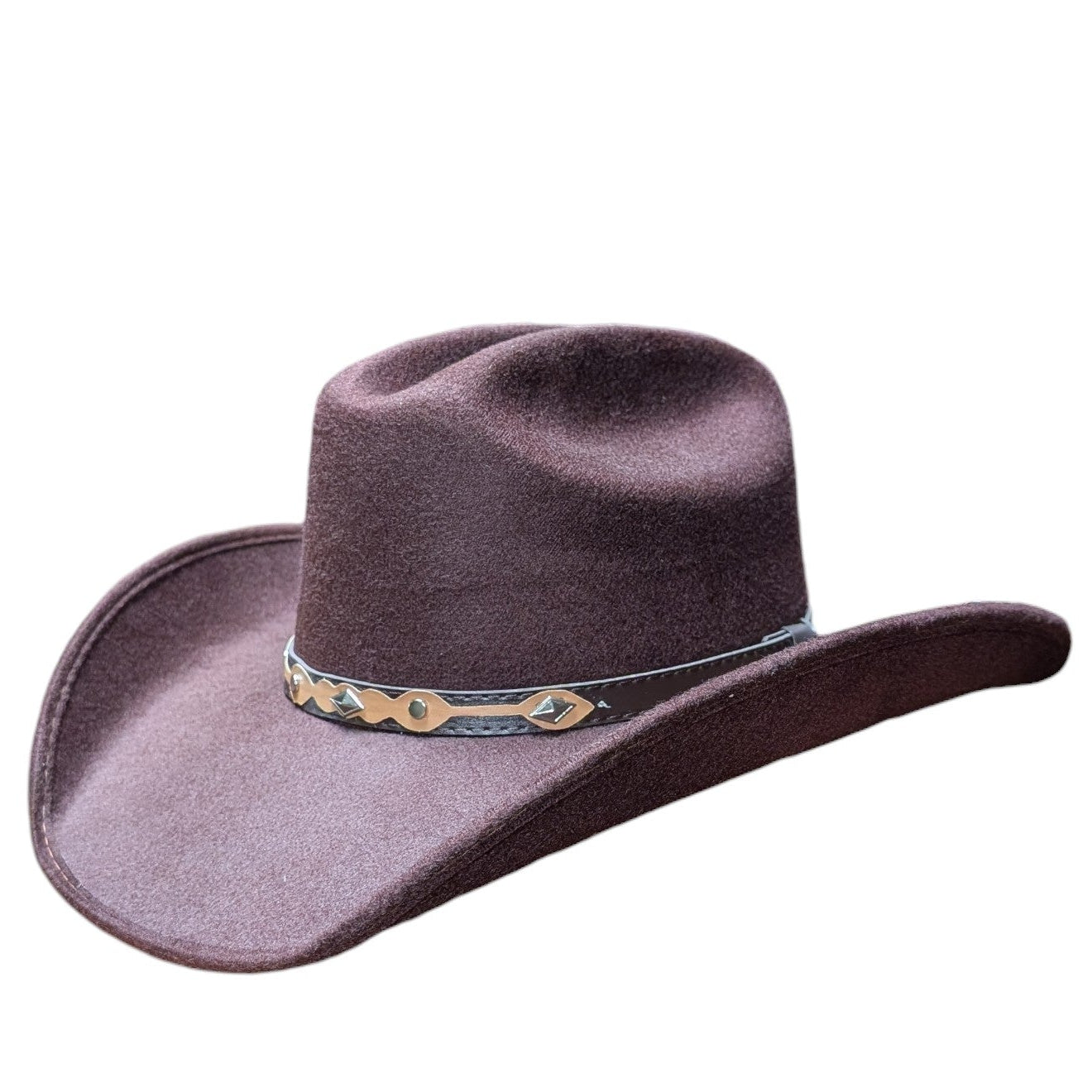 Rodeo Dark Brown Felt Cowboy Hat w/ Two-Tone Band