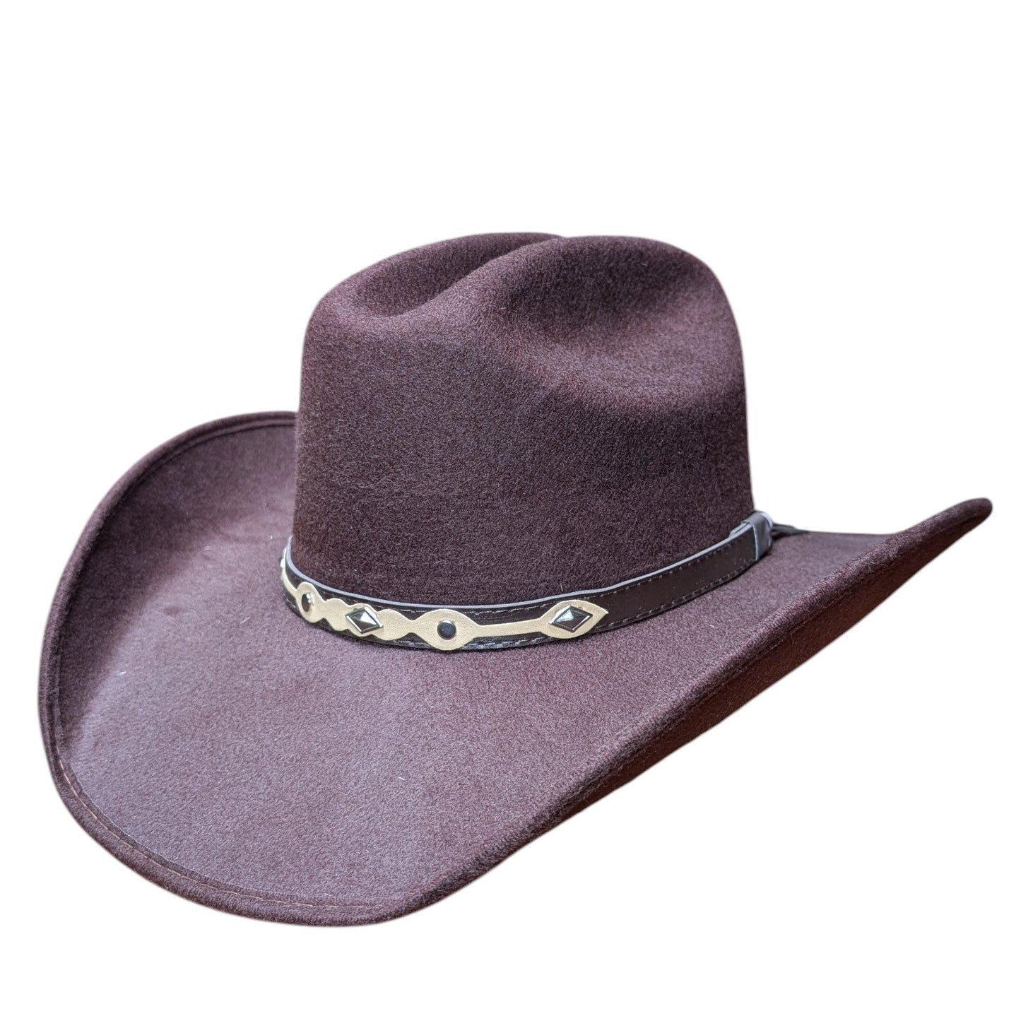 Rodeo Dark Brown Felt Cowboy Hat w/ Two-Tone Band