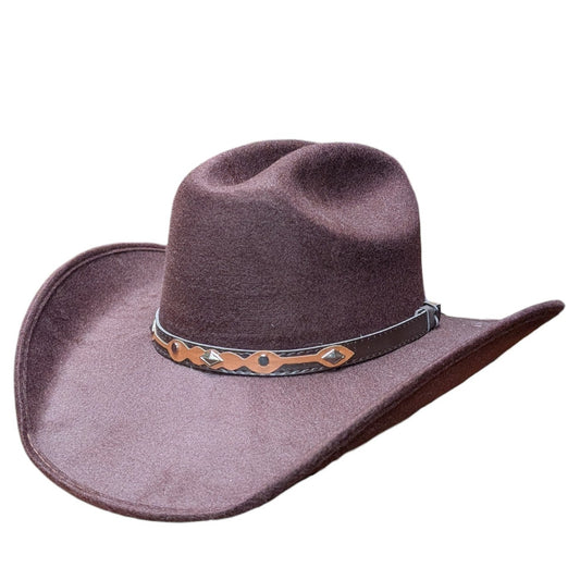 Rodeo Dark Brown Felt Cowboy Hat w/ Two-Tone Band