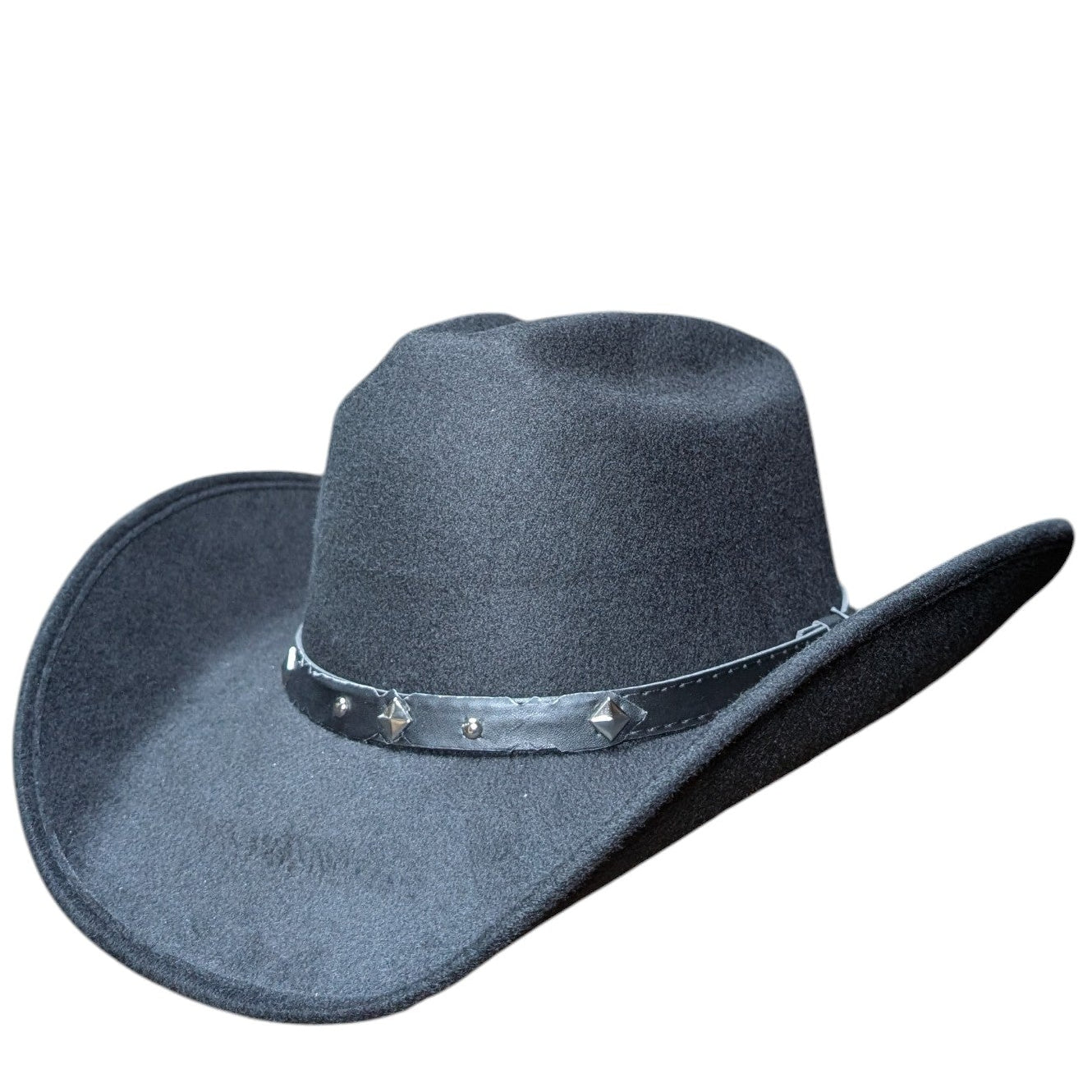 Black Felt Diamond Crease Cowboy Hat