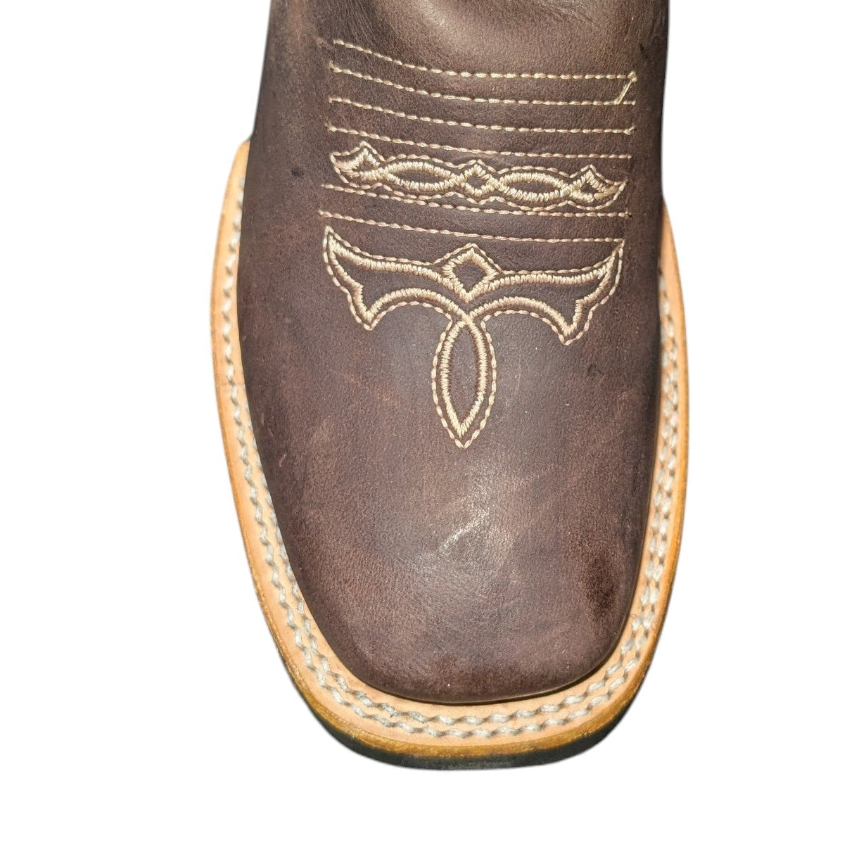 Cowboy Boots (0139) - 13" Dark Brown Leather w/ Sunflower Stitching and Square Toe