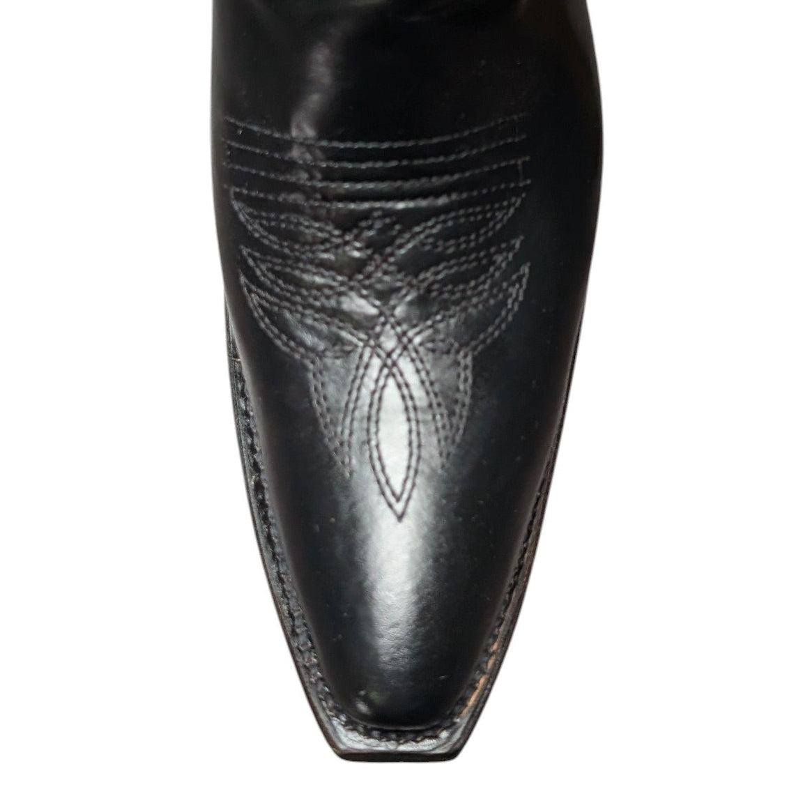 Cowboy Boots (0141) - 16.5" Black Leather w/ Western Stitching & Snip Toe (A)