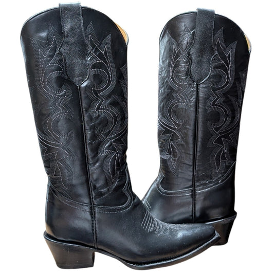 Cowboy Boots (0143) - 16.5" Black Leather w/ Western Stitching & Snip Toe (C)