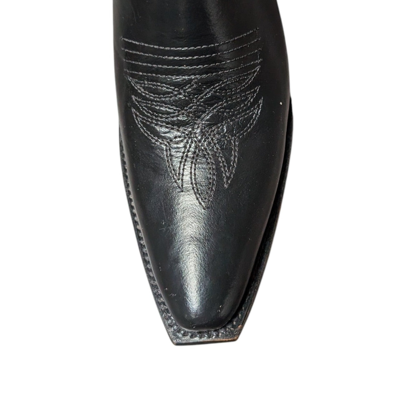 Cowboy Boots (0143) - 16.5" Black Leather w/ Western Stitching & Snip Toe (C)