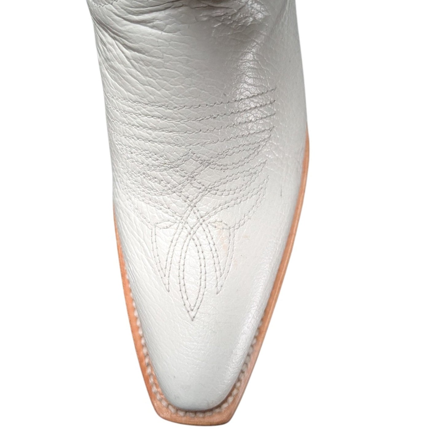 Cowboy Boots (0144) - 16" White Leather w/ White Stitching & Snip Toe