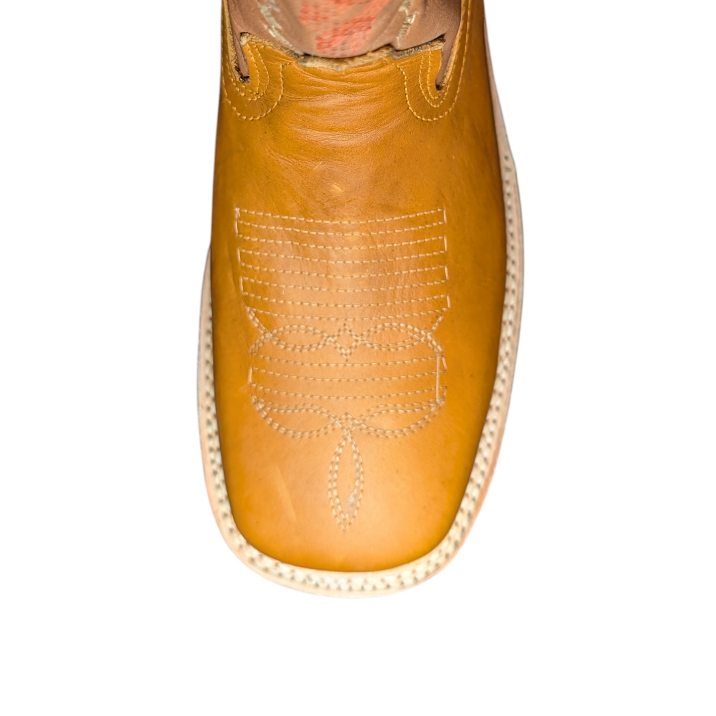 Unisex Cowboy Boots (0095) - 12" Square Toe Light Brown Leather w/ Western Stitching