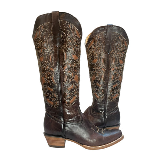 Women's Cowboy Boots (0033) - 18" Tall Leather Snip Toe