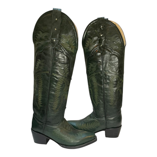 Women's Cowboy Boots (0035) - 20.5" Knee High Dark Green Round Toe