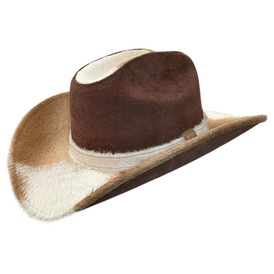 Genuine Cowhide Hat - Brown & White