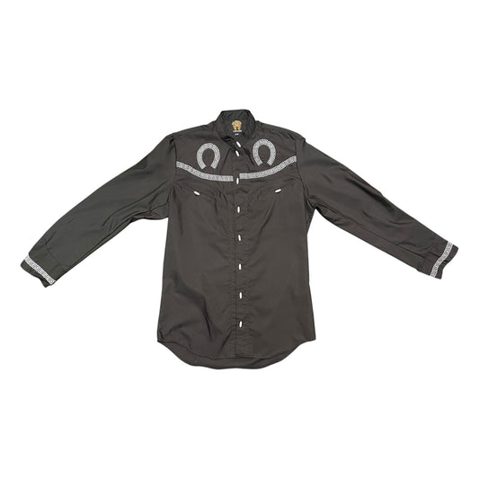 Western Shirt – Black with Greek Key Embroidery (0014)