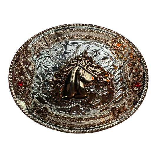 Western Rhinestone Horse Head Belt Buckle (0010)