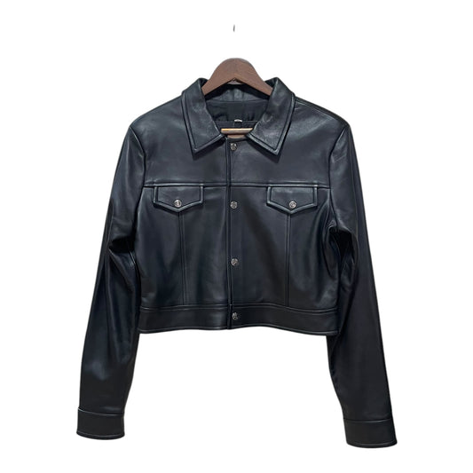 Cropped Black Leather Jacket 0005 (Size 37-39)