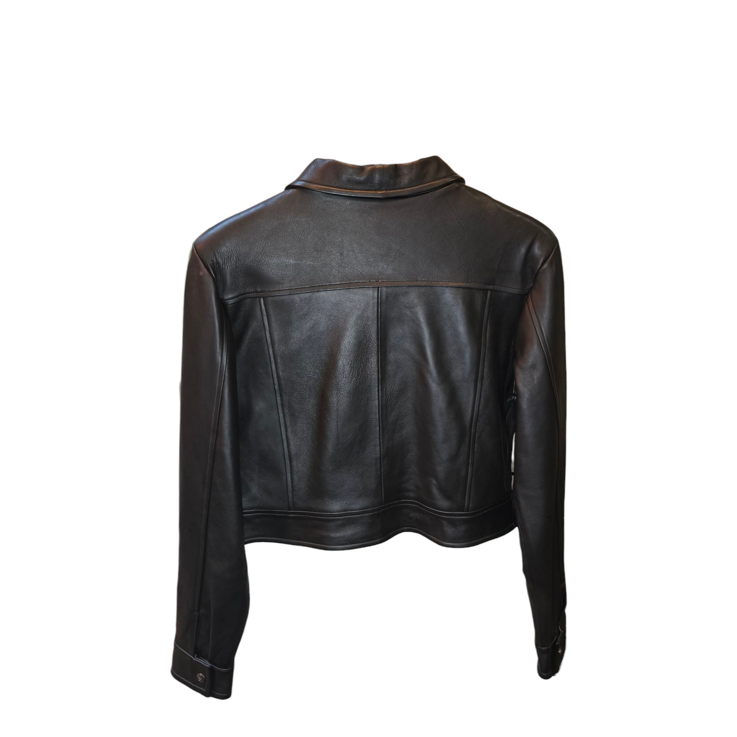 Cropped Black Leather Jacket 0005 (Size 37-39)