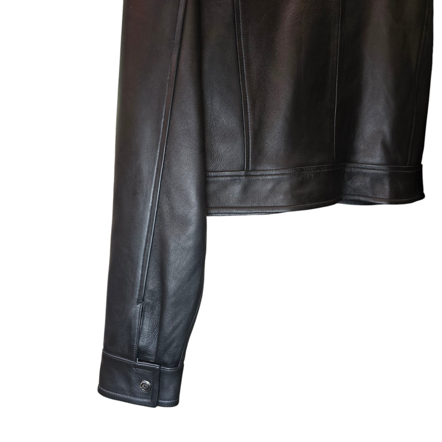 Cropped Black Leather Jacket 0005 (Size 37-39)