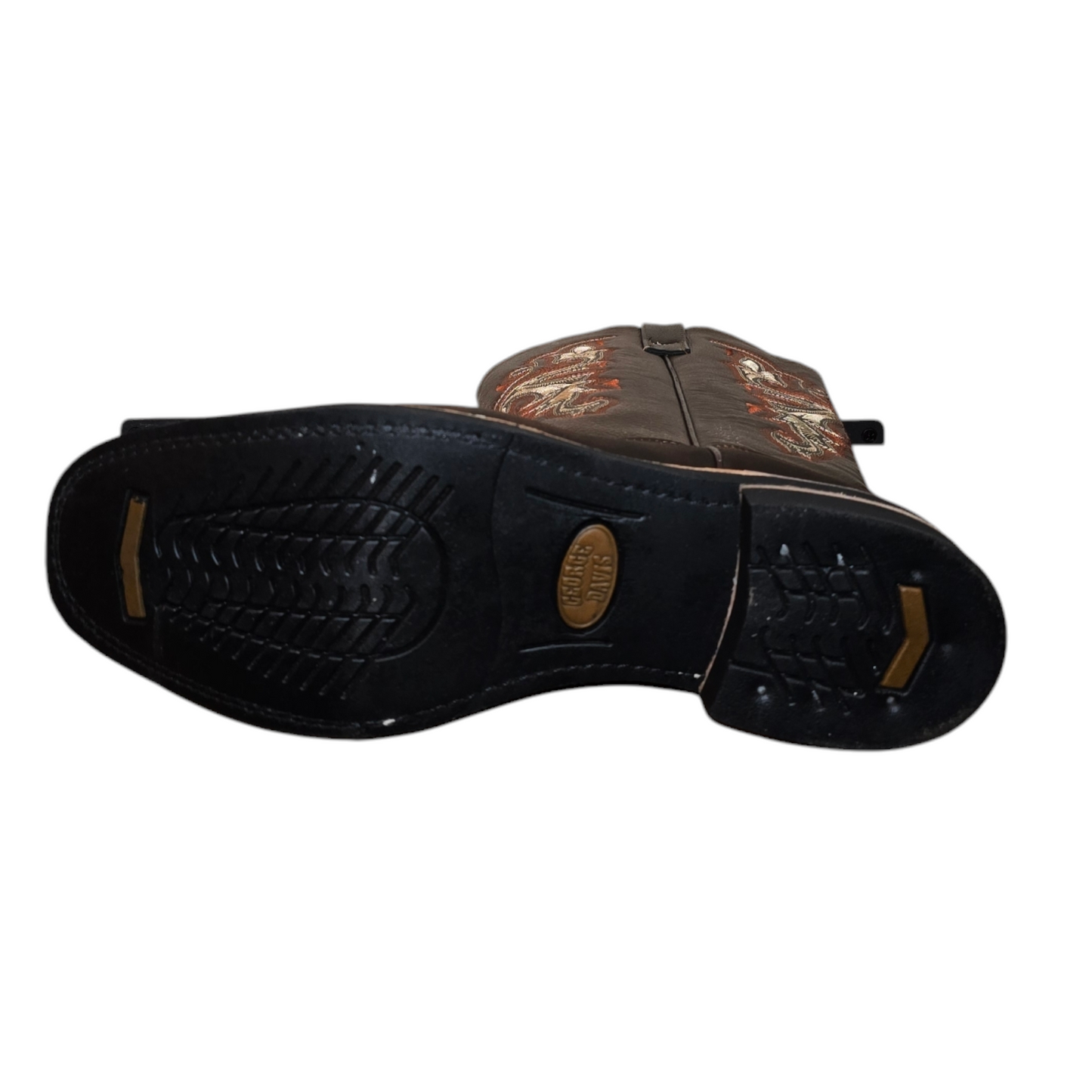 Men's Cowboy Boots (0007) - 13" Square Toe Dark Brown Tribal Stitching