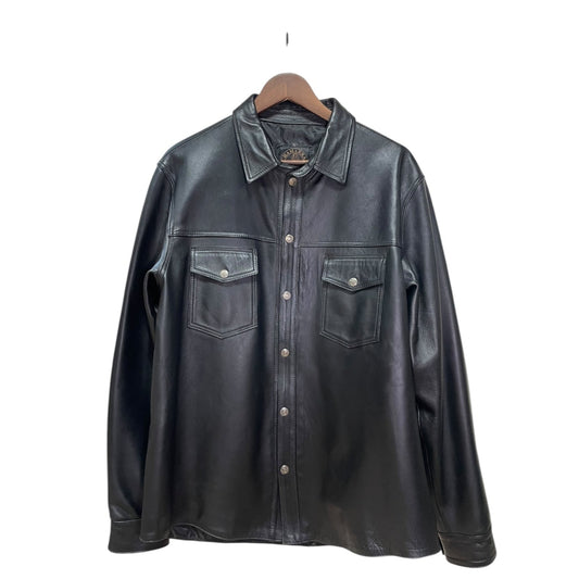 Classic Black Leather Shirt Jacket 0004 (Size 40)