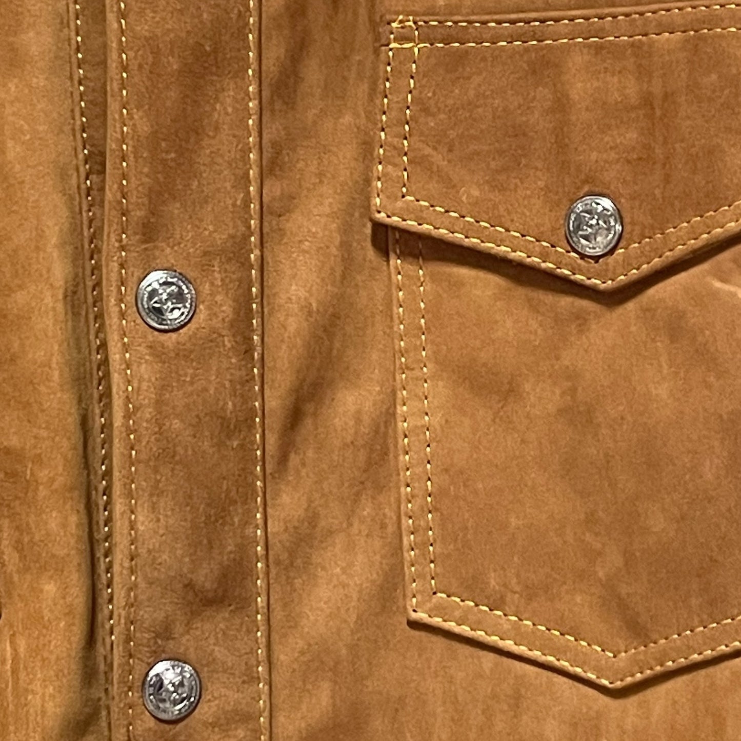 Classic Tan Suede Leather Shirt Jacket 0003 (Size 44)
