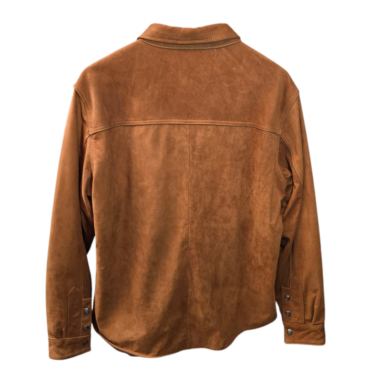 Classic Tan Suede Leather Shirt Jacket 0003 (Size 44)