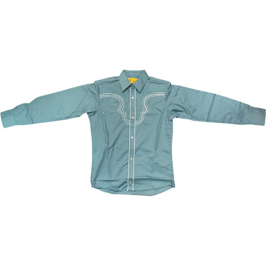 Western Shirt – Teal with Light Blue Piping (0004)