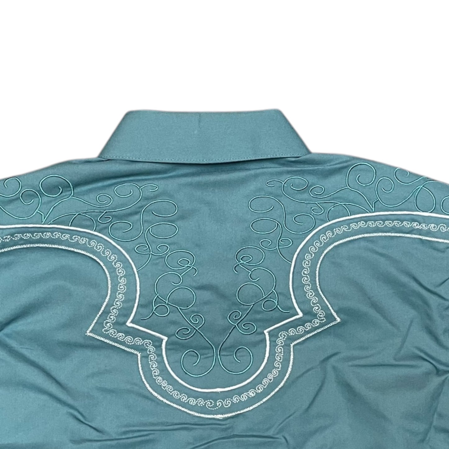Western Shirt – Teal with Light Blue Piping (0004)
